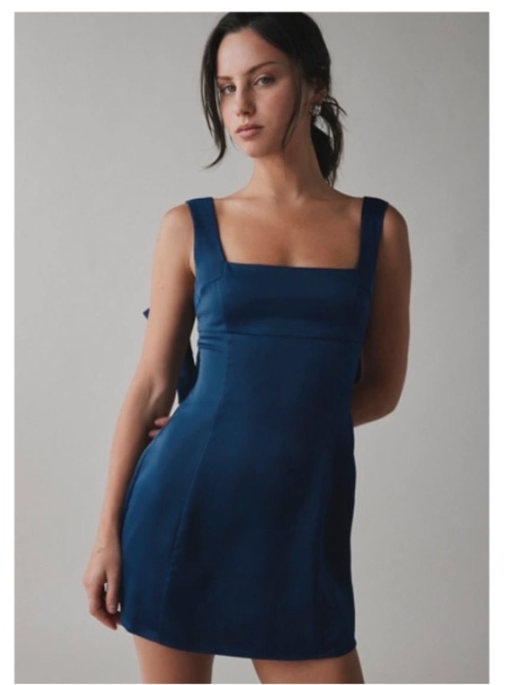 Urban Outfitters Bri Double Bow Satin Mini Dress